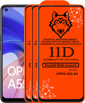 DeepzHub Edge To Edge Tempered Glass for OPPO A55 4G(Pack of 3)