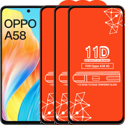 Roxel Edge To Edge Tempered Glass for Oppo A58 4G(Pack of 3)