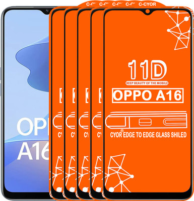 CYOR Edge To Edge Tempered Glass for OPPO A16(Pack of 5)