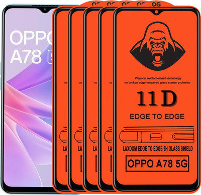 Laxdom Edge To Edge Tempered Glass for OPPO A78 5G(Pack of 5)