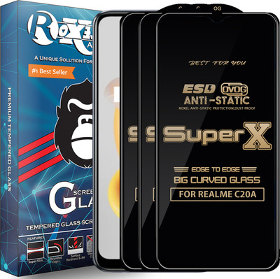 Roxel Edge To Edge Tempered Glass for REALME C20A(Pack of 3)
