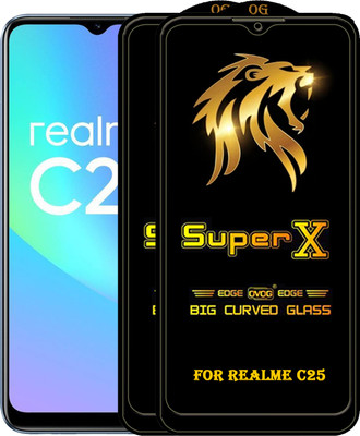 PFOAM Edge To Edge Tempered Glass for REALME C25(Pack of 2)