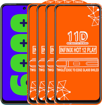 TWIGLO Edge To Edge Tempered Glass for INFINIX HOT 12 PLAY(Pack of 4)