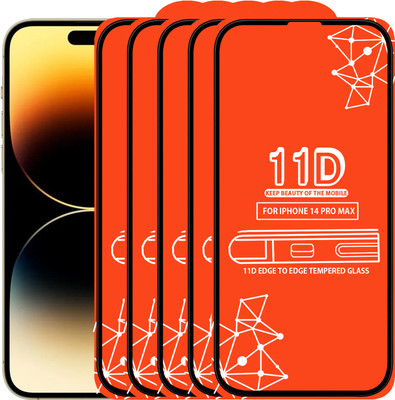 Roxel Edge To Edge Tempered Glass for Iphone 14 Pro Max(Pack of 5)