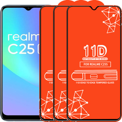 Qyist Edge To Edge Tempered Glass for Realme C25S(Pack of 3)