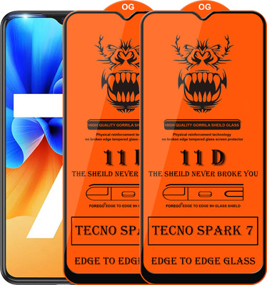 elevend Edge To Edge Tempered Glass for Tecno Spark 7(Pack of 2)