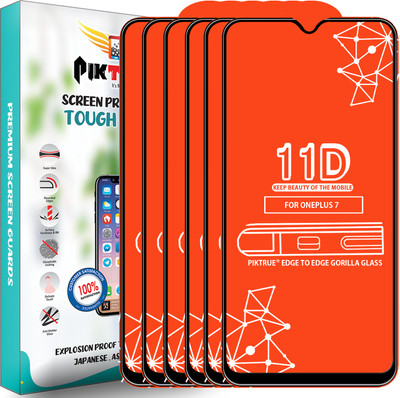 PikTrue Edge To Edge Tempered Glass for Oneplus 7(Pack of 6)