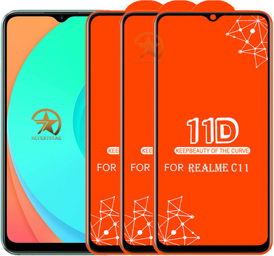 SEVEN7STAR Edge To Edge Tempered Glass for Realme C11(Pack of 3)
