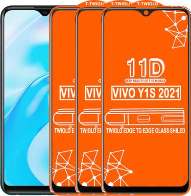 TWIGLO Edge To Edge Tempered Glass for VIVO Y1S 2021(Pack of 3)