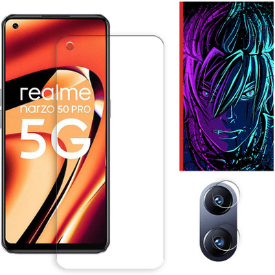 ARBAN Edge To Edge Tempered Glass for Realme Narzo 50 Pro 5G Tempered Glass Screen Protector | Anti-Scratch | Edge to Edge Full Coverage | 9H Hardness (1 FRONT SCREEN GUARD + 1 CAMERA LENS PROTECTOR + 1 FREE BACK EMBOSSED SKIN002)(Pack of 1)