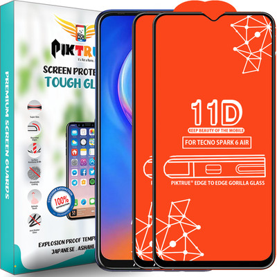 PikTrue Edge To Edge Tempered Glass for Tecno Spark 6 Air(Pack of 2)