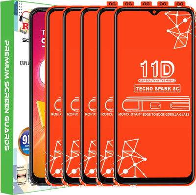 Rofix star Edge To Edge Tempered Glass for TECNO SPARK 8C(Pack of 5)