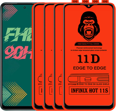 Laxdom Edge To Edge Tempered Glass for INFINIX HOT 11S(Pack of 4)