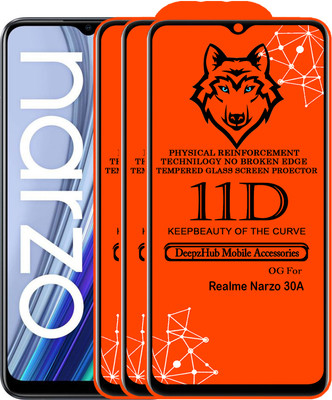 DeepzHub Edge To Edge Tempered Glass for Realme Narzo 30A(Pack of 3)