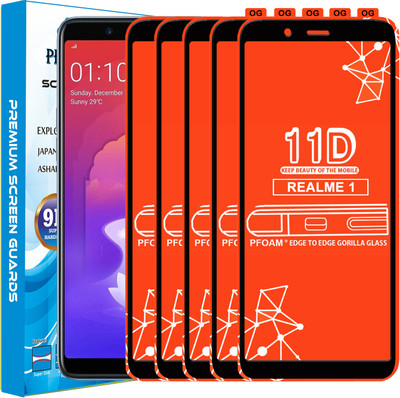 PFOAM Edge To Edge Tempered Glass for OPPO Realme 1(Pack of 5)