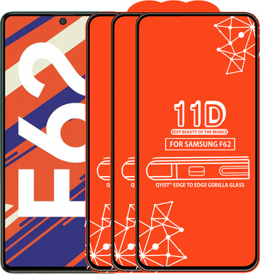 Qyist Edge To Edge Tempered Glass for Samsung Galaxy F62(Pack of 3)