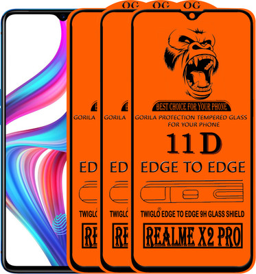 TWIGLO Edge To Edge Tempered Glass for Realme X2 Pro(Pack of 3)
