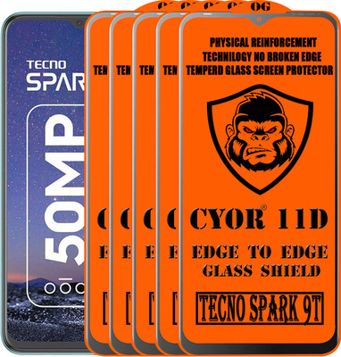 CYOR Edge To Edge Tempered Glass for TECNO SPARK 9T(Pack of 5)