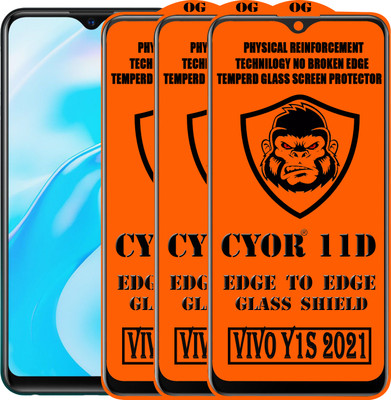 CYOR Edge To Edge Tempered Glass for VIVO Y1S 2021(Pack of 3)