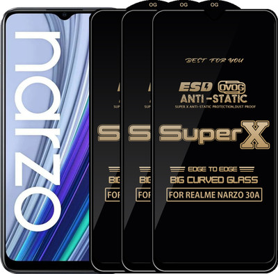 Qyist Edge To Edge Tempered Glass for REALME NARZO 30A(Pack of 3)
