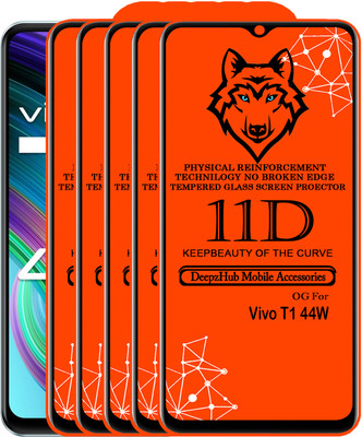 DeepzHub Edge To Edge Tempered Glass for vivo T1 44W(Pack of 5)