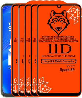 DeepzHub Edge To Edge Tempered Glass for Tecno Spark 8P(Pack of 5)