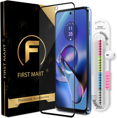FIRST MART Edge To Edge Tempered Glass for MOTOROLA G54 5G, Motorola G54, Moto G54 5G, Moto G54, OG Tempered Glass with Cable Protector(Pack of 1)