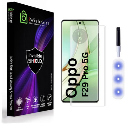 iWishKart Edge To Edge Tempered Glass for Oppo F29 Pro 5G, Oppo F29 Pro, UV Premium Military grade Edge to Edge Premium gorilla temper / tg black glass screenguard with UV Kit ( UV light, Glue, Wet & Dry Wipes ) [With Warranty] mobile ka gilas cover(Pack of 1)