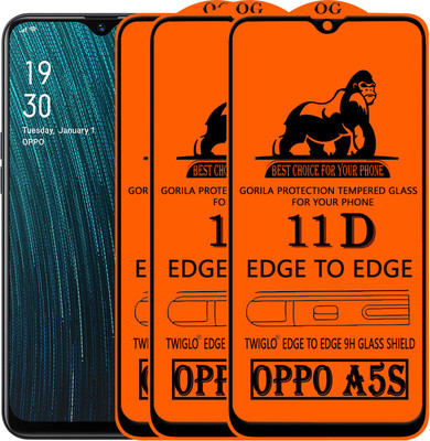 TWIGLO Edge To Edge Tempered Glass for OPPO A5S(Pack of 3)