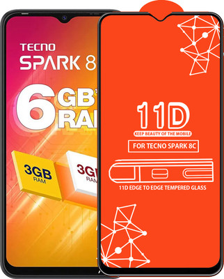 Roxel Edge To Edge Tempered Glass for Tecno Spark 8C(Pack of 1)
