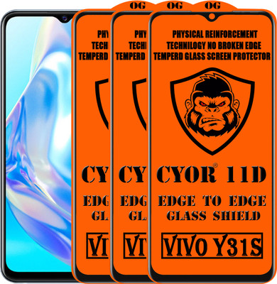 CYOR Edge To Edge Tempered Glass for VIVO Y31S(Pack of 3)