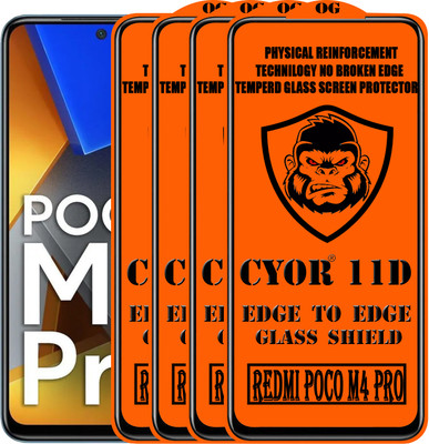 CYOR Edge To Edge Tempered Glass for REDMI POCO M4 PRO(Pack of 4)