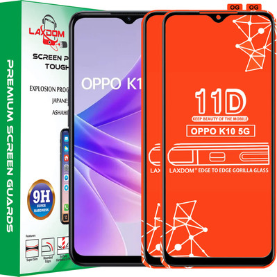 Laxdom Edge To Edge Tempered Glass for OPPO K10 5G(Pack of 2)