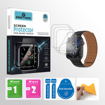 SOMTONE Edge To Edge Tempered Glass for Fire-Boltt Visionary Pro 1.78 inch Smartwatch 4 PROTECTOR + 4 WIPES + 4 DUST REMOVAL STICKER + 1 WIPER(Pack of 4)