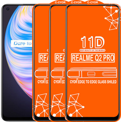 CYOR Edge To Edge Tempered Glass for REALME Q2 PRO(Pack of 3)