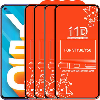Qyist Edge To Edge Tempered Glass for FOR VIVO Y30, VIVO Y50(Pack of 4)