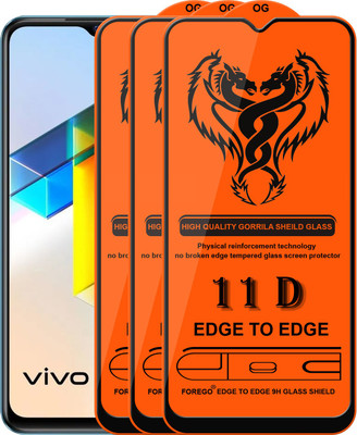 Forego Edge To Edge Tempered Glass for vivo T1 5G(Pack of 3)