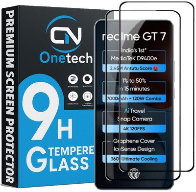 OneTech Edge To Edge Tempered Glass for Realme GT 7 5G / Realme GT 7T 5G HD+ Premium Glass Protector Full Protection(Pack of 2)