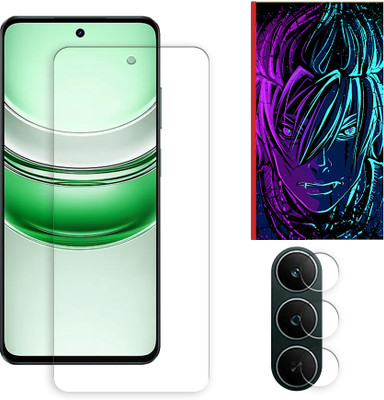 SOMTONE Edge To Edge Tempered Glass for Realme C71 4G Tempered Glass Screen Protector | Anti-Scratch | Edge to Edge Full Coverage | 9H Hardness ( 1 FRONT SCREEN GUARD + 1 CAMERA LENS PROTECTOR + 1 FREE BACK EMBOSSED SKIN002 )(Pack of 1)