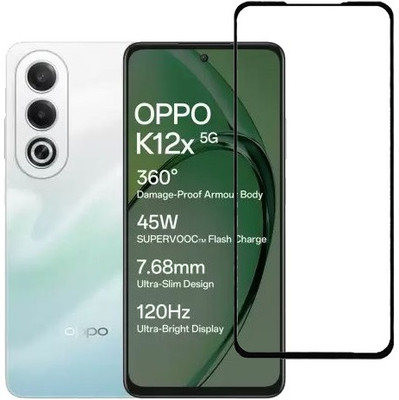 HOBBYTRONICS Edge To Edge Tempered Glass for OPPO K12x 5G, OPPO K12x, Oppo K12X, Oppo K12X 5G(Pack of 1)