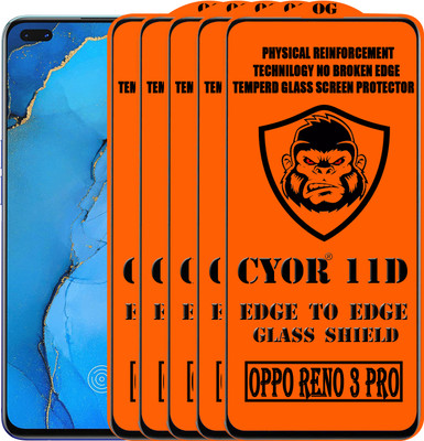 CYOR Edge To Edge Tempered Glass for OPPO RENO 3 PRO(Pack of 5)