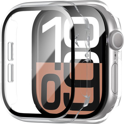 DPJ Edge To Edge Tempered Glass for Hard Case for Apple Watch Series 10 (2024) 46mm, with PC Tempered Glass Screen Protector, [Scristant Resistant], [Overall Protection] Slim Cover for iWatch S10 46mm [CLEAR](Pack of 1)