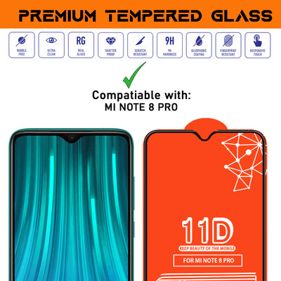 PikTrue Edge To Edge Tempered Glass for Redmi Note 8 Pro(Pack of 2)