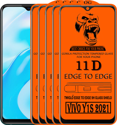 TWIGLO Edge To Edge Tempered Glass for VIVO Y1S 2021(Pack of 5)
