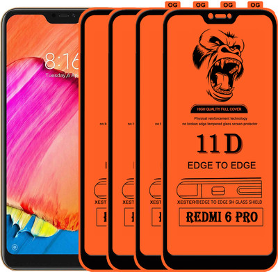 PFOAM Edge To Edge Tempered Glass for Mi Redmi 6 pro(Pack of 4)