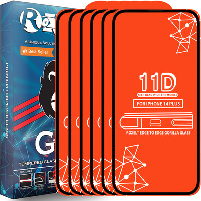 Roxel Edge To Edge Tempered Glass for Iphone 14 Plus(Pack of 6)