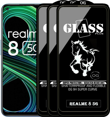 PFOAM Edge To Edge Tempered Glass for REALME 8 5G(Pack of 3)