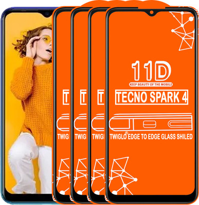 TWIGLO Edge To Edge Tempered Glass for TECNO SPARK 4(Pack of 4)