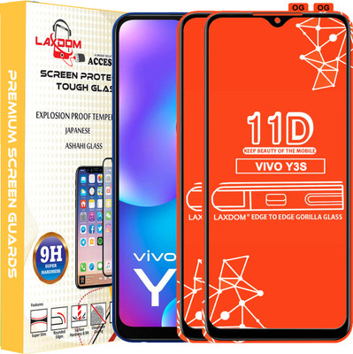 Laxdom Edge To Edge Tempered Glass for VIVO Y3S(Pack of 2)