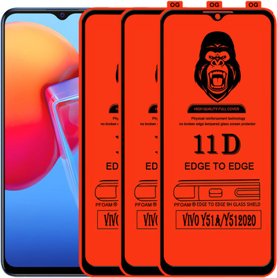 Laxdom Edge To Edge Tempered Glass for VIVO Y51 2020(Pack of 3)